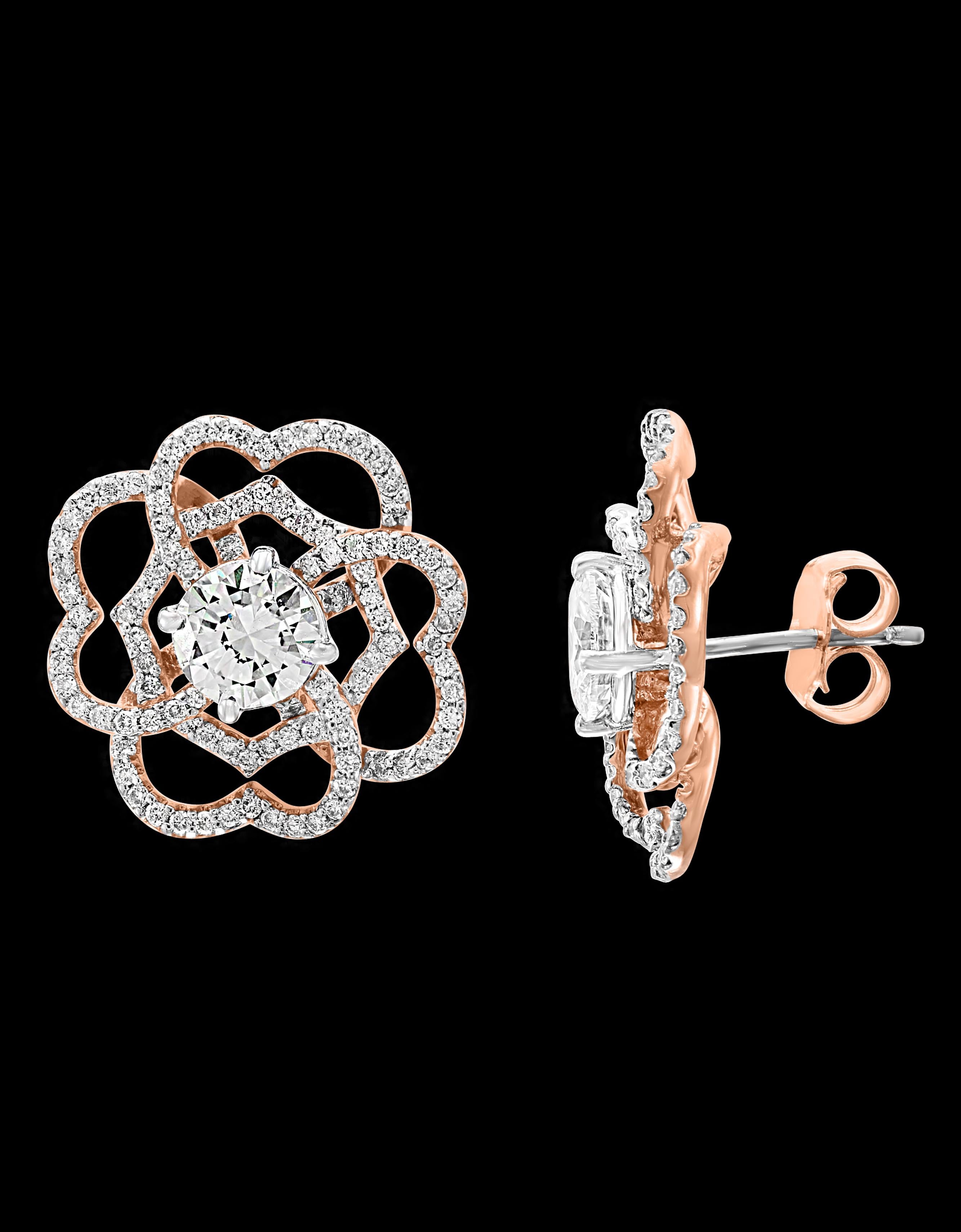 1 carat rose gold diamond earrings