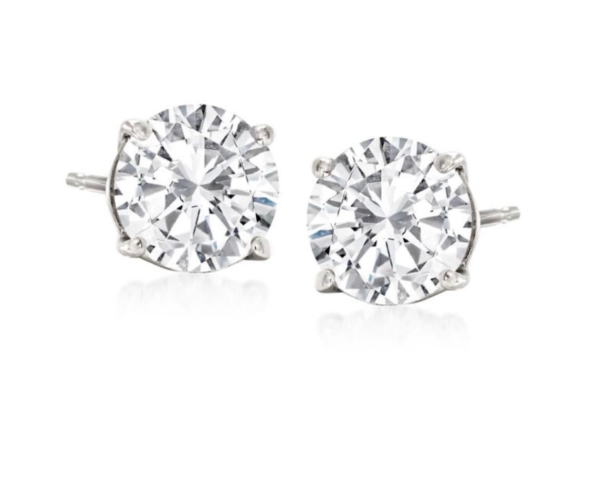 Round Cut 1 Carat Each Solitaire Diamond Total Diamond 2.04 Carat Earring 14 Karat Gold