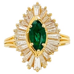 1 Carat Emerald and Diamond Ring
