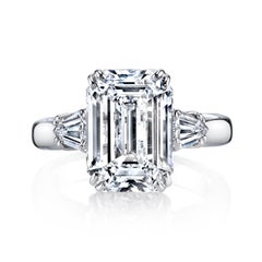 1 Carat Emerald Cut GIA Diamond Engagement Platinum 950 Ring