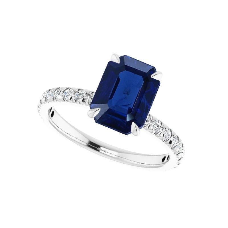 Contemporary 1.40 Carat Emerald-Cut No-Heat Burmese Sapphire and Diamond Engagement Ring