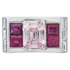 1 Carat Emerald-cut Statement Fancy Pink Rare Fancy-Color  Diamond Ring