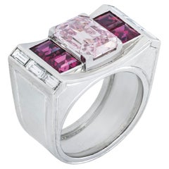 1 Carat Emerald-cut Statement Fancy Pink Rare Fancy-Color  Diamond Ring
