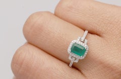 Gin and Grace 1 Carat Emerald Diamond 14 Karat White Gold Band