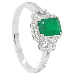 1 Karat Smaragd-Diamant 14 Karat Weißgold Ring