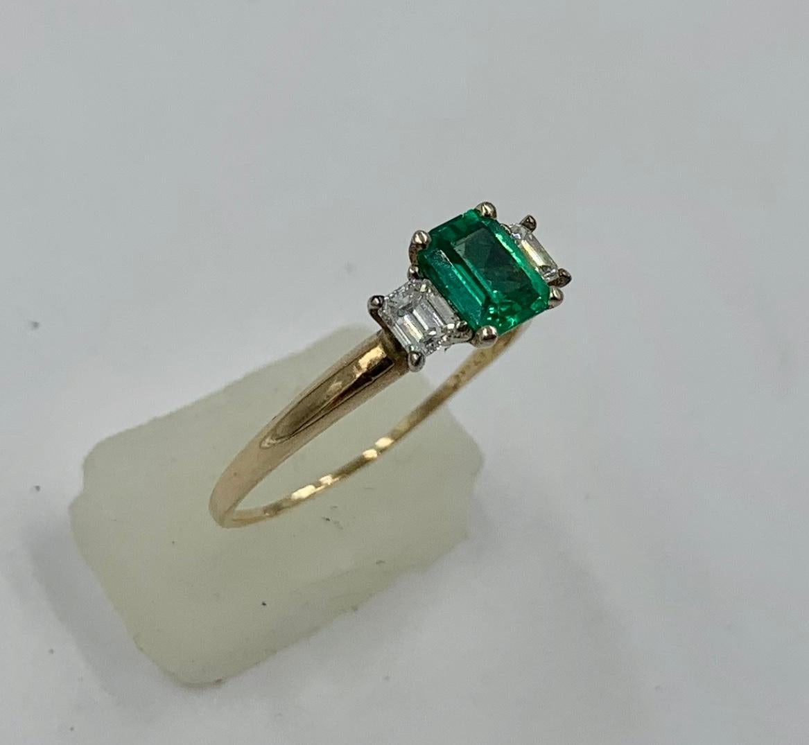 1 Karat Smaragd Diamant Ring 14 Karat Gold Antik Verlobung Hochzeit Damen
