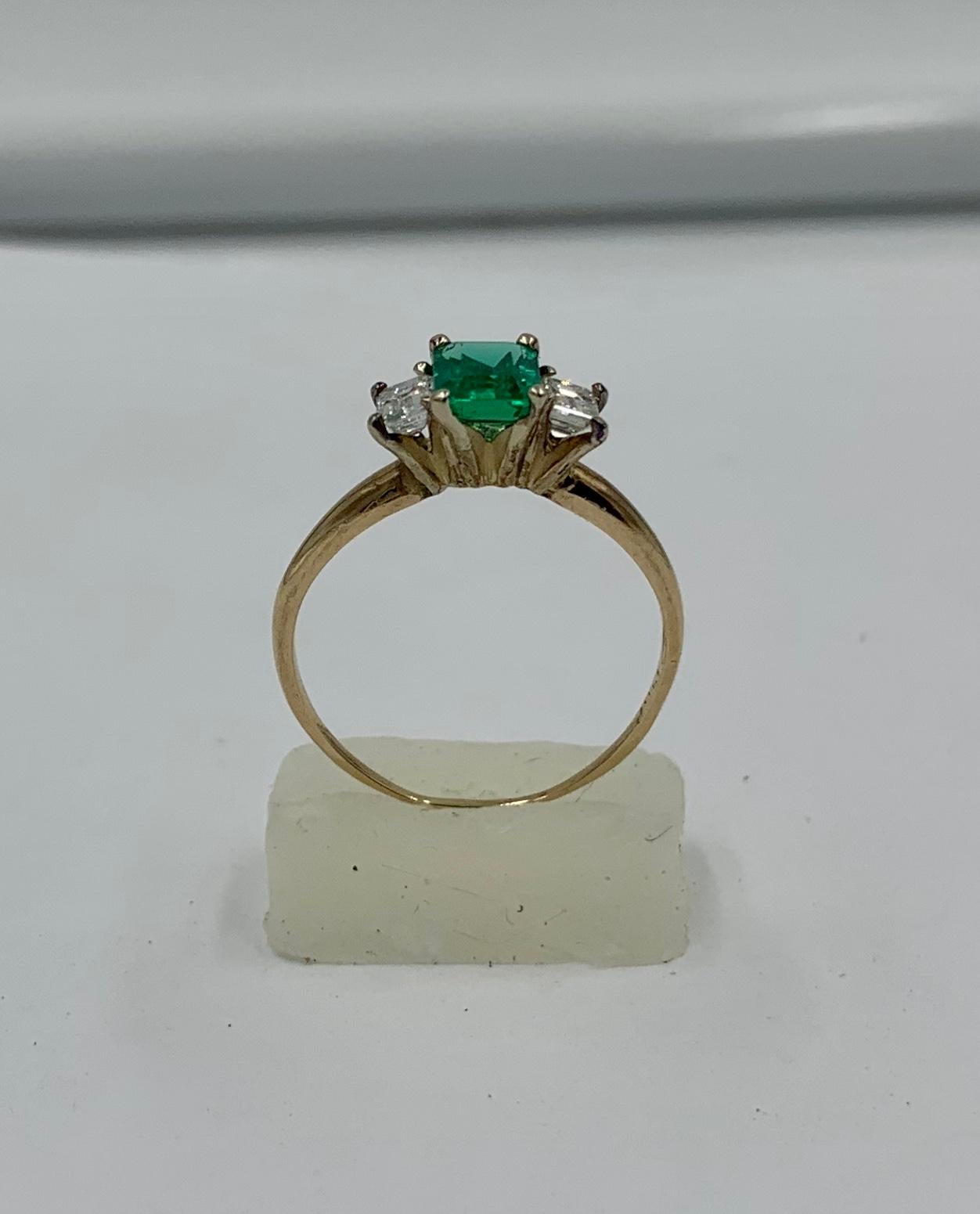 1 Karat Smaragd Diamant Ring 14 Karat Gold Antik Verlobung Hochzeit 2