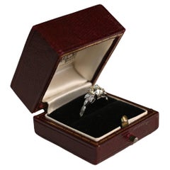 1ct Diamond Floral Ring. Old European Cut Diamond Accent Ring Platinum K VS2