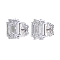 1 carat face up(each) Emerald cut Pie cut diamond stud earrings