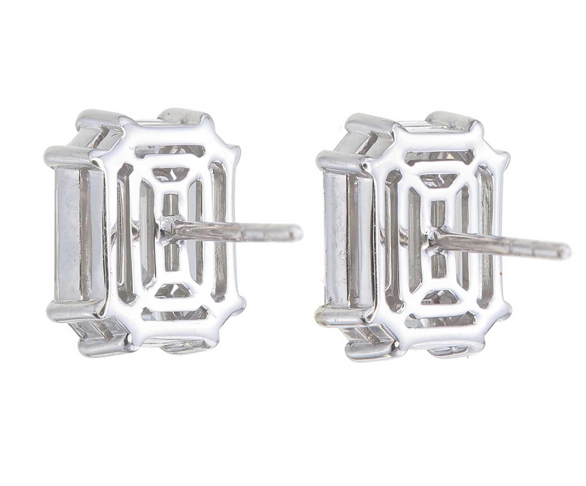 Artisan 1 carat face up(each) Emerald cut Pie cut diamond stud earrings For Sale