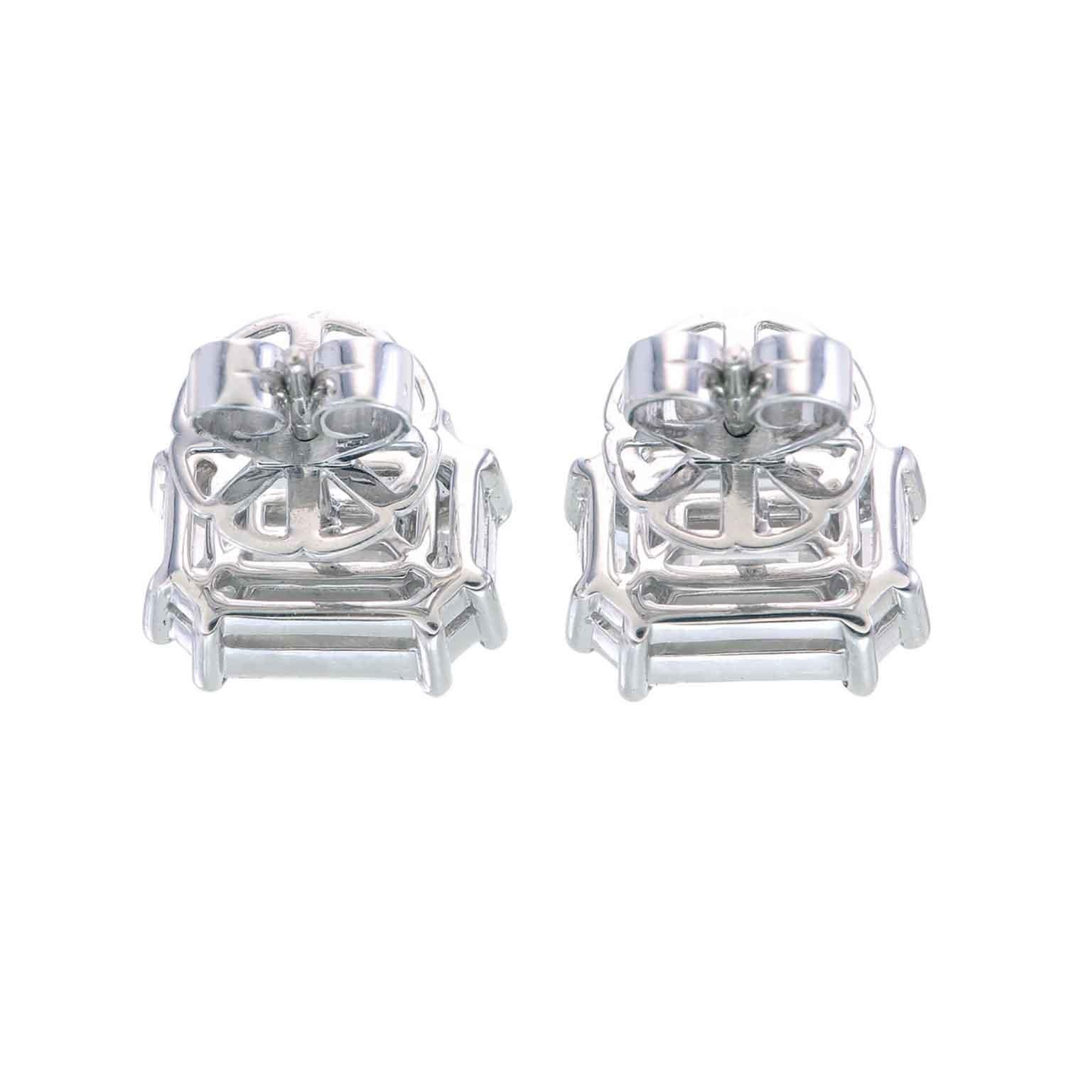 Emerald Cut 1 carat face up(each) Emerald cut Pie cut diamond stud earrings For Sale