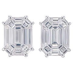 1 Karat aufwärts (pro Stück) Diamant-Ohrstecker mit Smaragdschliff im Pie-Schliff