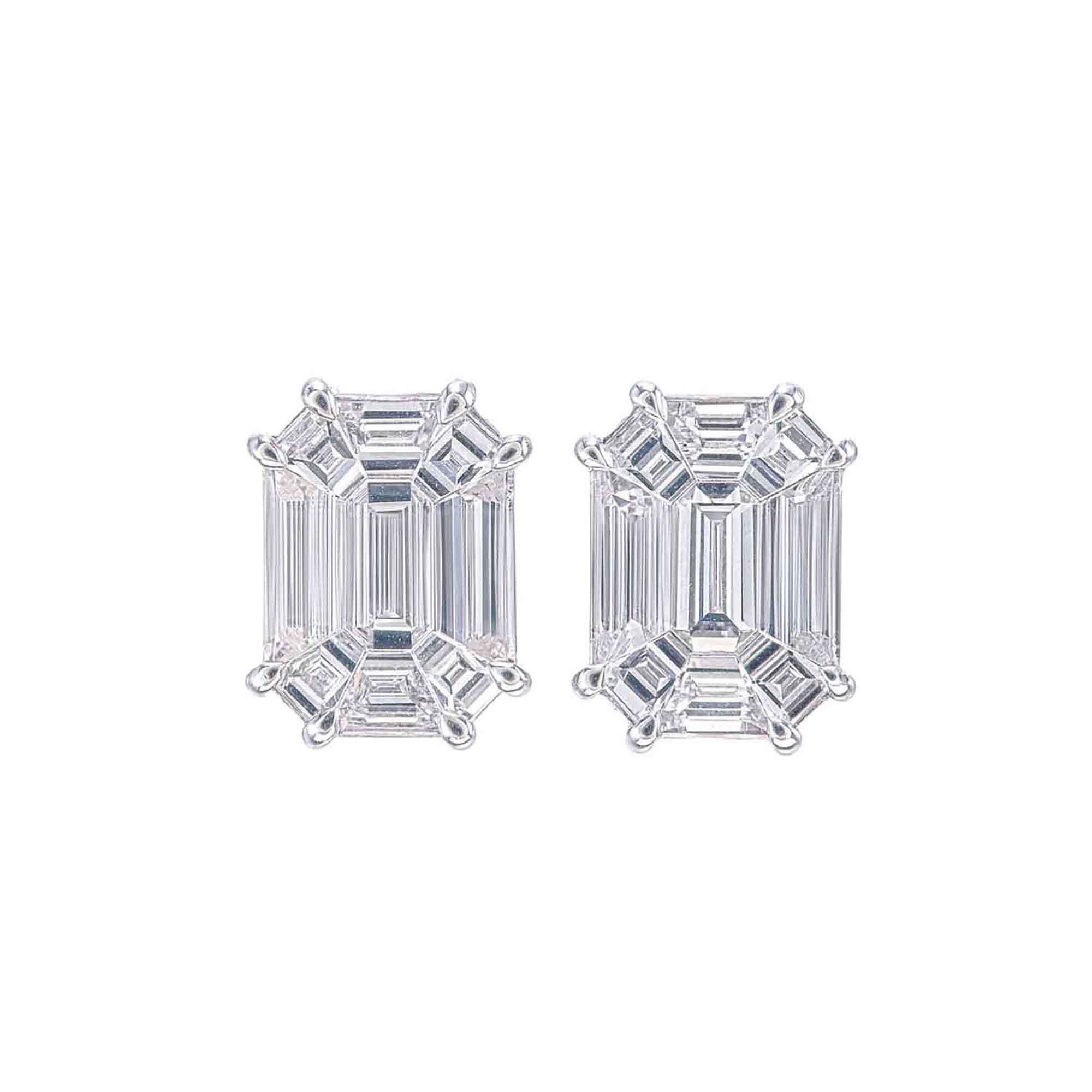 1 Karat aufwärts (pro Stück) Diamant-Ohrstecker mit Smaragdschliff im Pie-Schliff für Damen oder Herren im Angebot