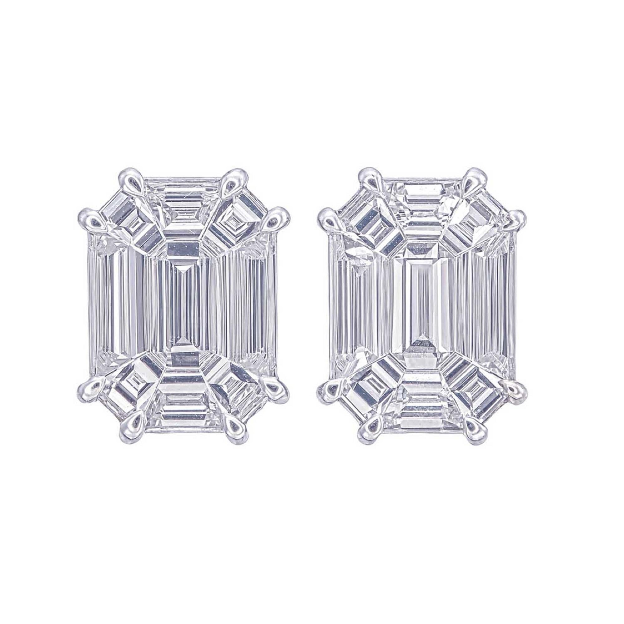 1 Karat aufwärts (pro Stück) Diamant-Ohrstecker mit Smaragdschliff im Pie-Schliff im Angebot 2