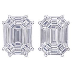 1 carat face up (each) Emerald cut Pie cut diamond stud earrings