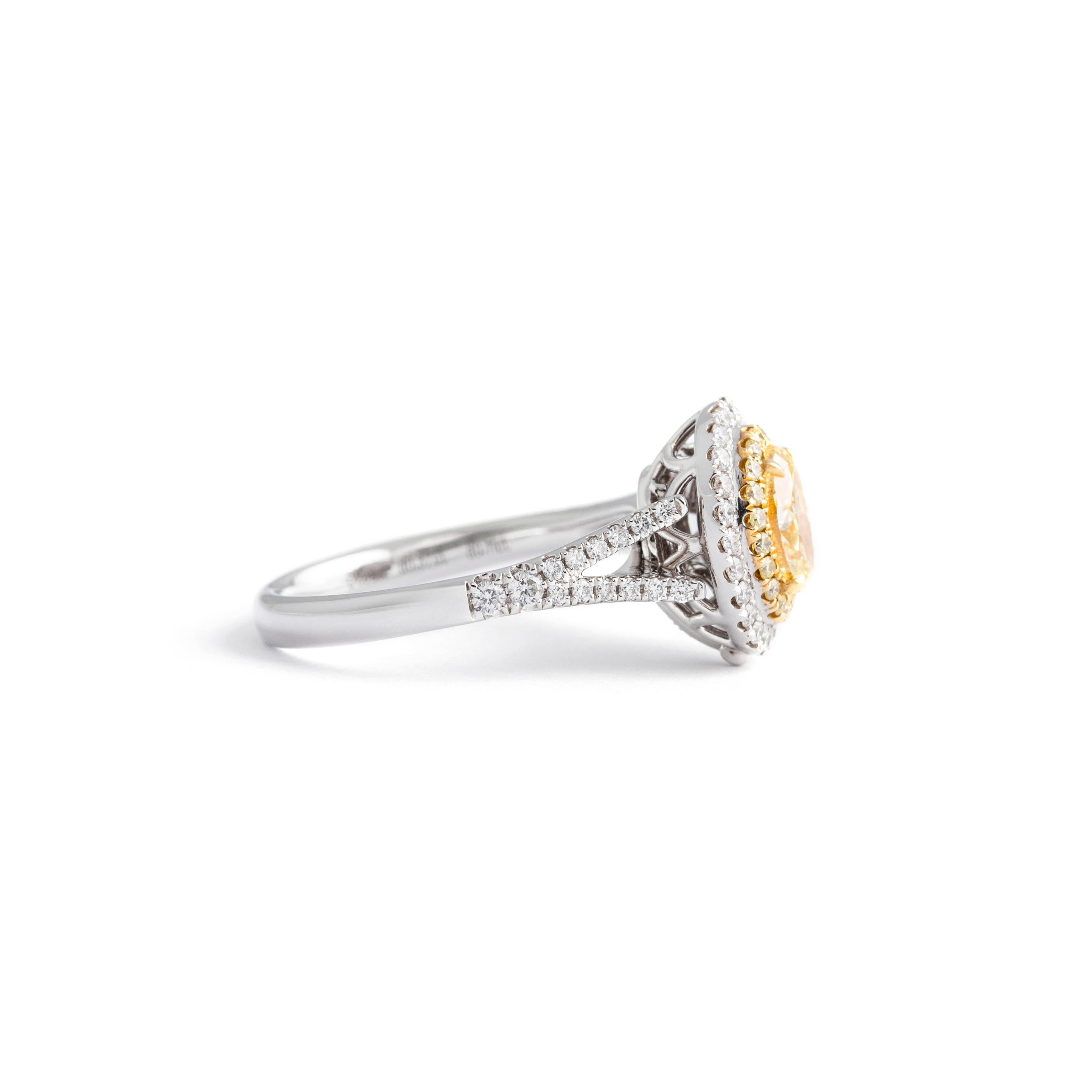 Women's or Men's 1 carat Fancy Yellow Natural Diamond Gold 18K Ring convertible Pendant For Sale