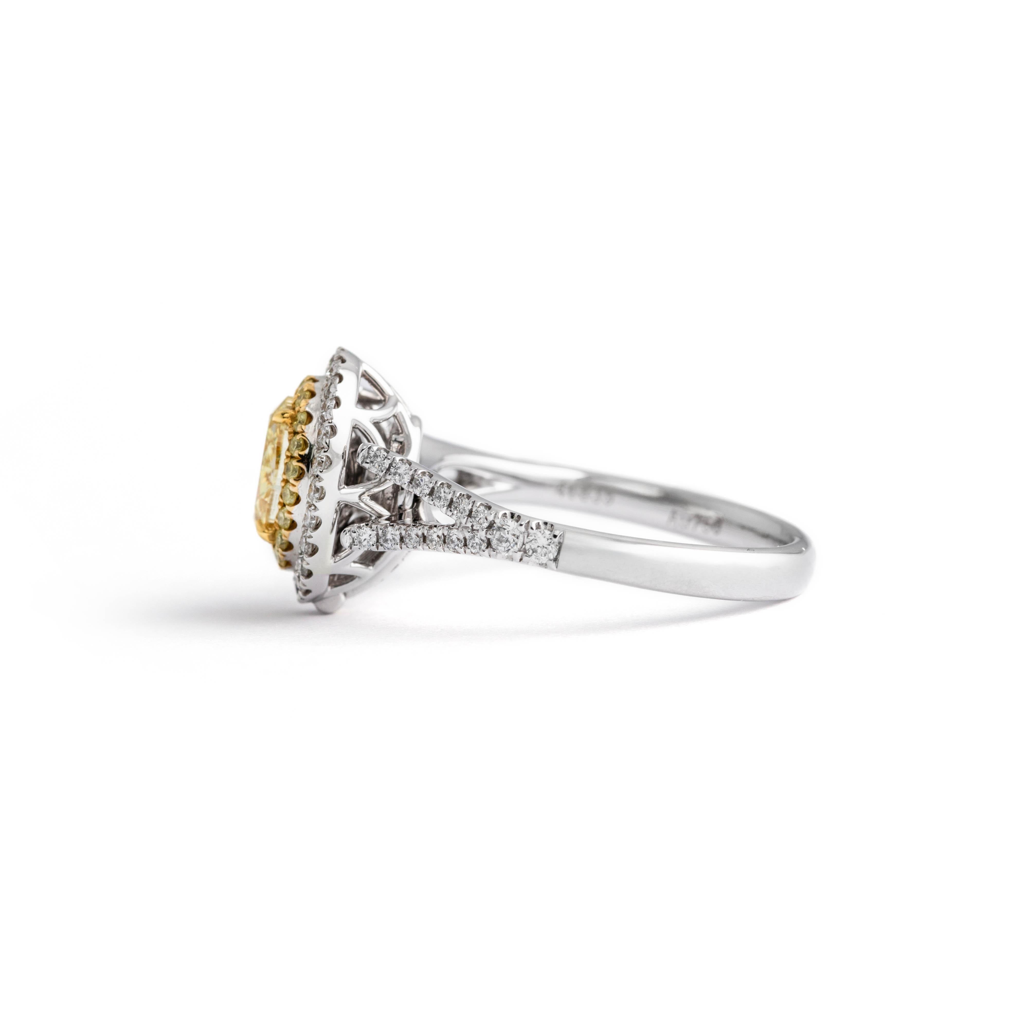 1 carat Fancy Yellow Natural Diamond Gold 18K Ring convertible Pendant For Sale 2