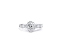 GIA Certified 1ct Natural Oval-Cut Diamond Halo Engagement Ring – 18K White Gold