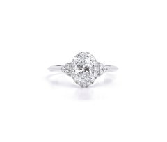 GIA-Certified 1ct Natural Oval-Cut Diamond Halo Engagement Ring – 18K White Gold