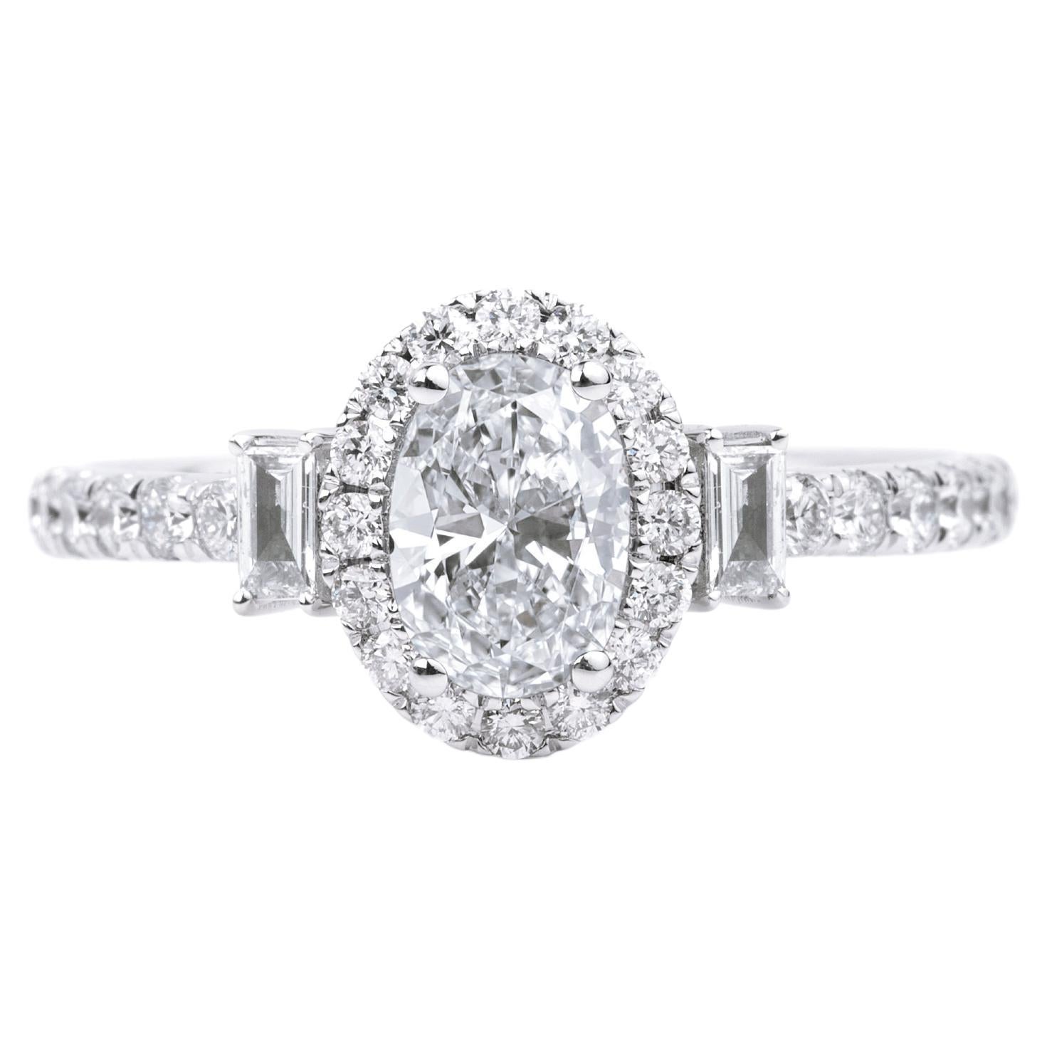 Verlobungsring, GIA-Bericht zertifizierter 1 Karat G VS Ovalschliff 18k Weißer Diamant Verlobungsring