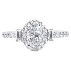 Bague de fiançailles de 18 carats avec diamant blanc de 1 carat de taille ovale G VS certifié par le GIA