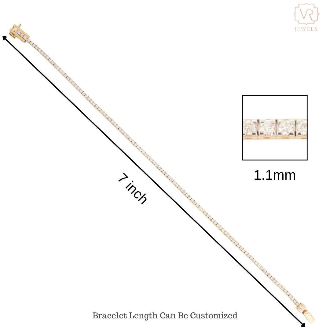 Bracelet tennis élégant et empilable en or jaune massif 18 carats avec diamants véritables de 1 carat en vente 1
