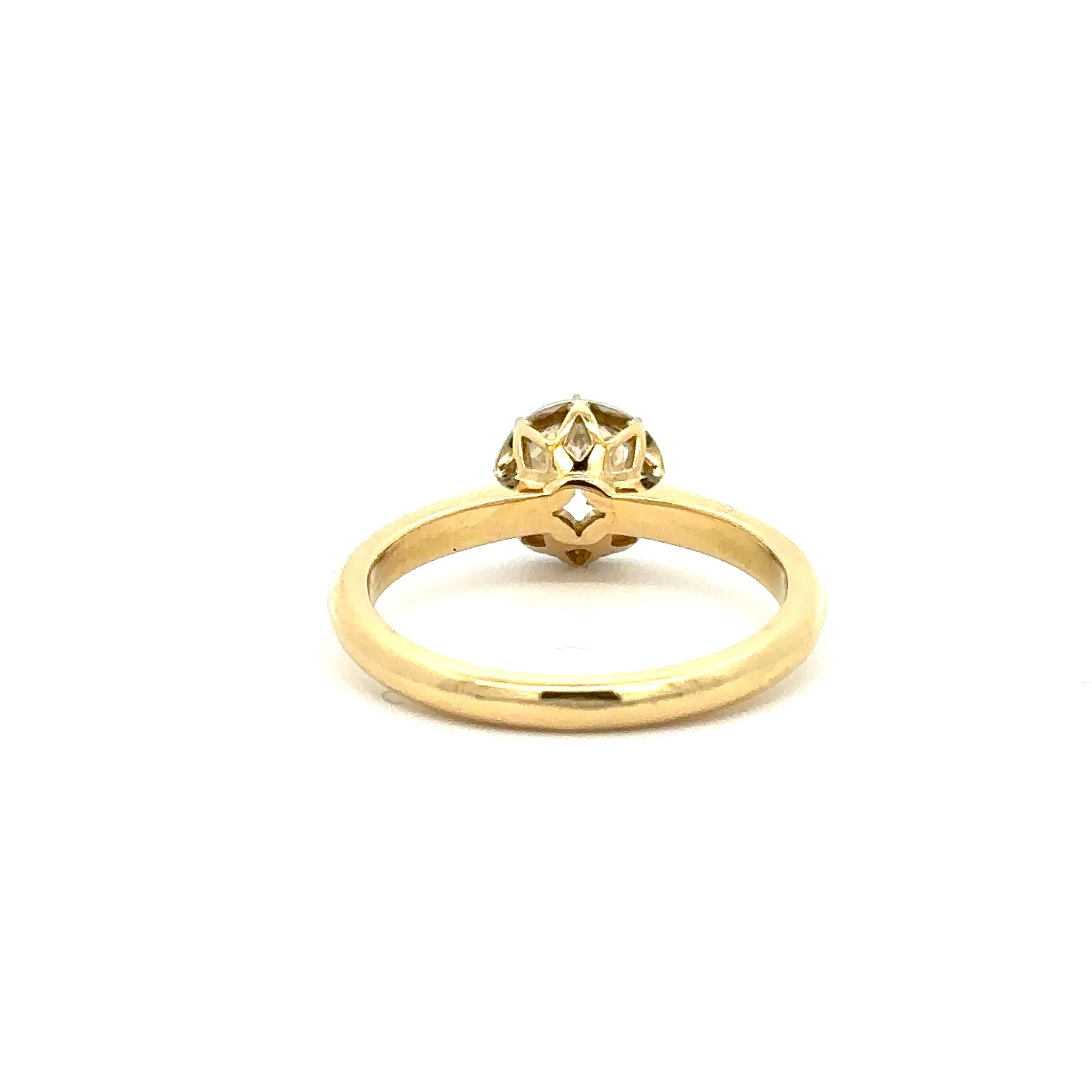 Georgian GIA Report Certified 1 Carat Old Cut Diamond Yellow Gold Engagement Ring  For Sale