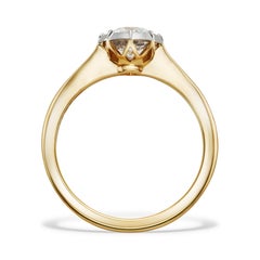 GIA Report Certified 1 Carat Old Cut Diamond Yellow Gold Engagement Ring