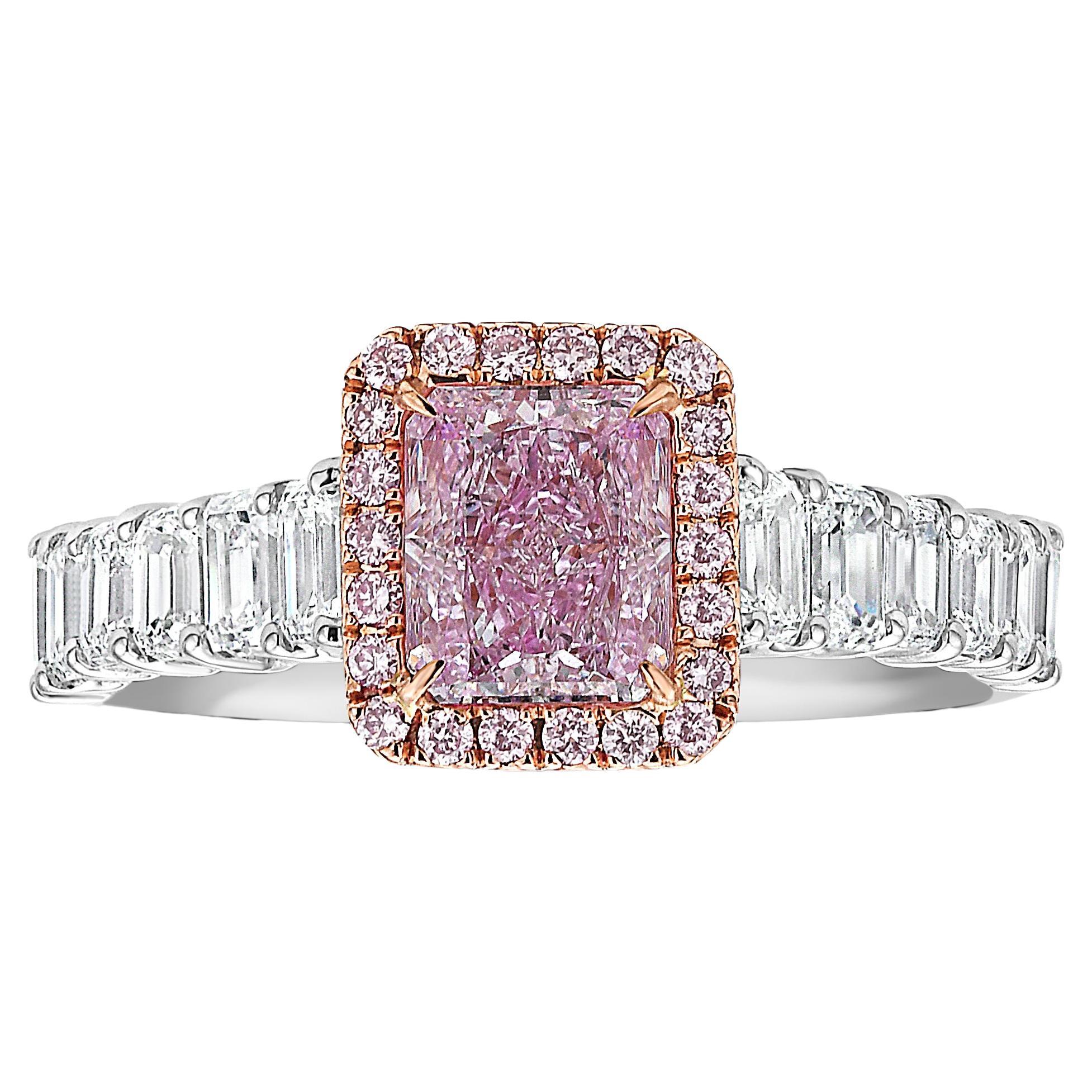 Bague de 1 carat de diamant GIA Light Pink