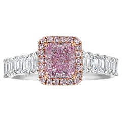 Bague de 1 carat de diamant GIA Light Pink