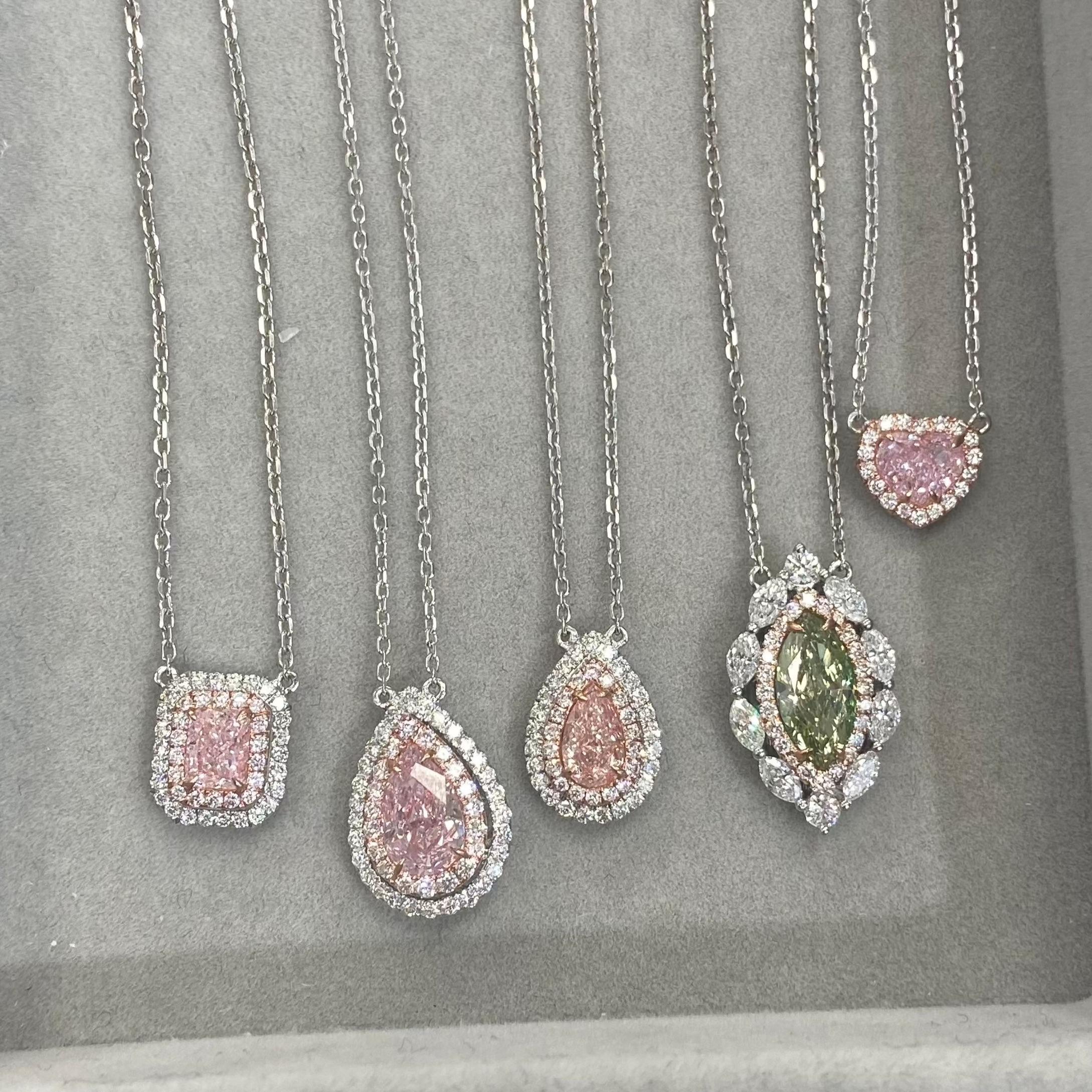 1 Karat GIA Light Pink Pear Diamant-Anhänger im Zustand „Neu“ in New York, NY