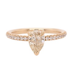 1 Carat GIA Natural Pear Shape Diamond Engagement Ring