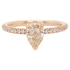 1 Carat GIA Natural Pear Shape Diamond Engagement Ring