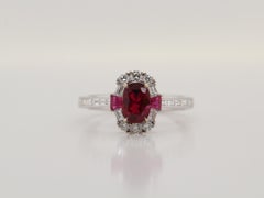 1.08 Carat GRS Pigeon Blood Burmese No Heat Ruby Diamond Ring in 18 Karat Gold