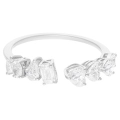 1 Karat Herz Smaragdschliff Diamant-Manschettenring 18 Karat Weißgold Handgefertigter Schmuck