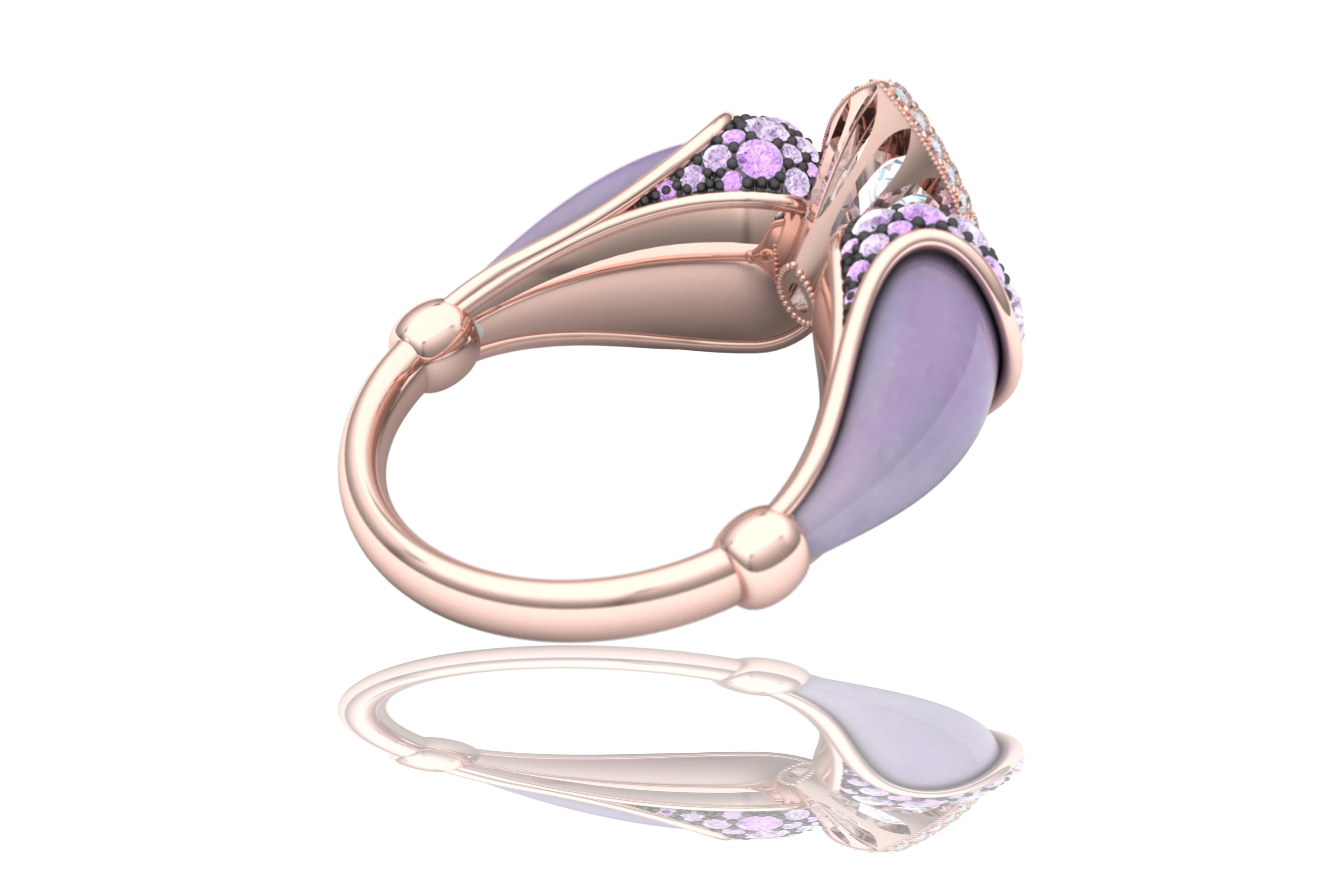 Modern 1 Carat Lavender Sapphire and Diamond Cocktail Ring