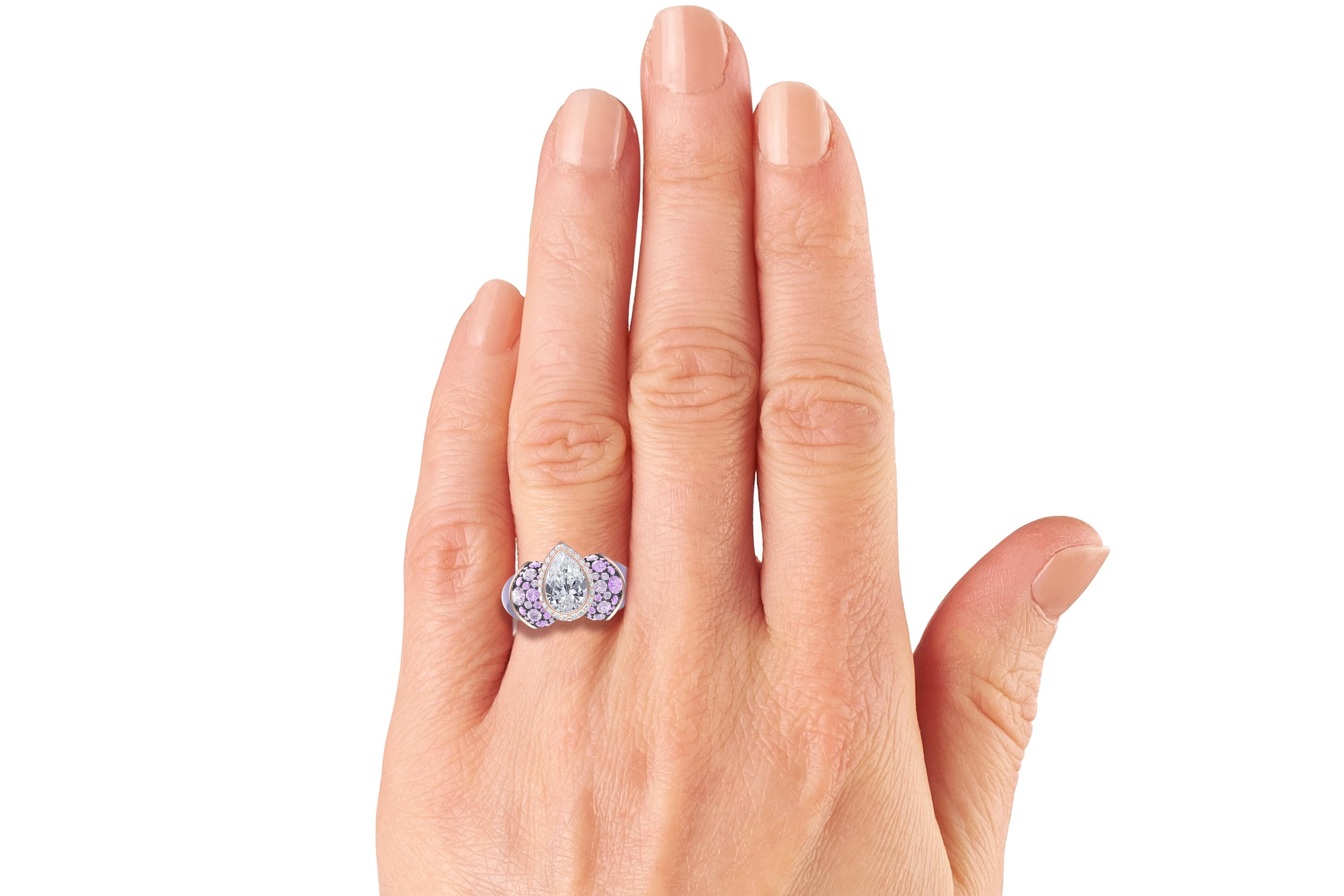 1 Carat Lavender Sapphire and Diamond Cocktail Ring In New Condition In Aliso Viejo, CA