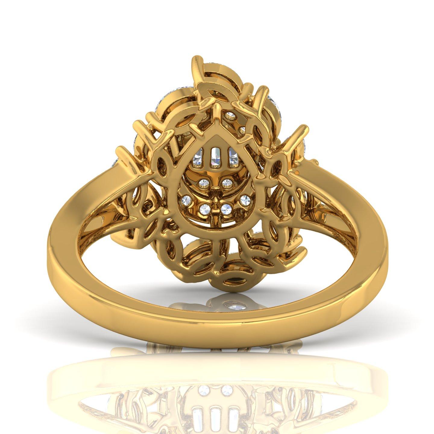 Modern 1 Carat Marquise Baguette Diamond Designer Ring 18 Karat Yellow Gold Jewelry For Sale