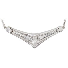 1 Karat Marquise Baguette-Diamant-Halskette 
