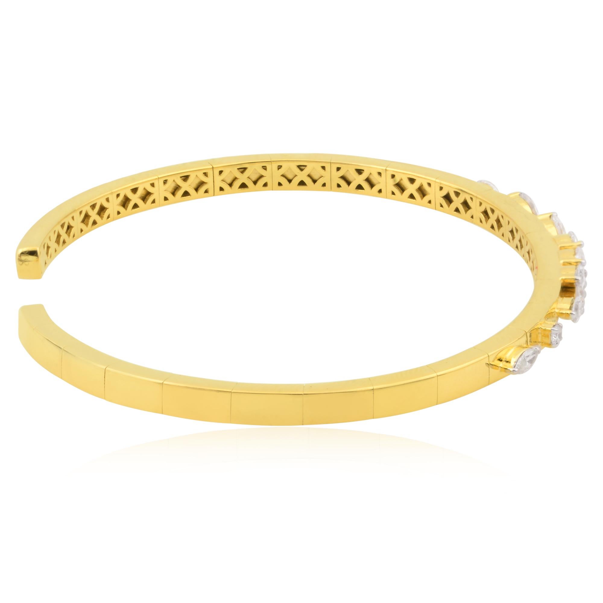 1 Carat Marquise Diamond Cuff Bangle Bracelet 18 Karat Yellow Gold Fine Jewelry (Moderne) im Angebot