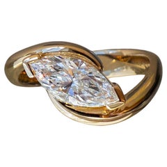 1 Carat Marquise Statement Brilliant White 14K Gold Refined Light Signature