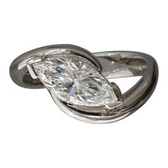 1 Carat Marquise Statement Brilliant White 14K Gold Refined Light Signature