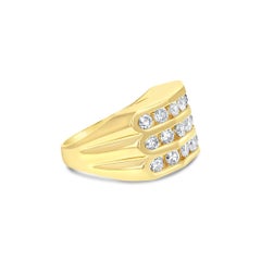 1 Karat Herren Dreireihiger Diamantring aus 14k Gelbgold mit Diamanten