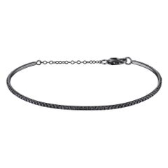 1 Carat Micro-Pave Black Diamond Bangle Bracelet 18 Karat White Gold