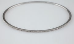 1 carat Micropave Diamond 18k White Gold Stackable Bangle Bracelet