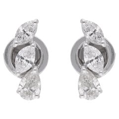 1 Carat Minimalist Diamond Stud Earrings 14 Karat White Gold Fine Jewelry