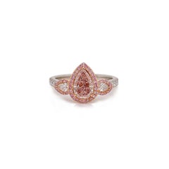 1 Carat Nartural Pink Diamond Engagement 3 Stones Ring Platinum & 18K Rose Gold