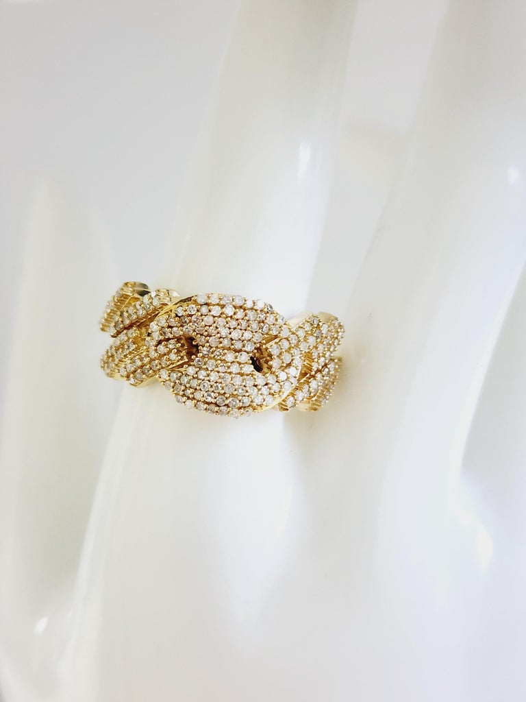 Bague D'éternité En Or Jaune 14 Carats Avec Diamants Simulés - Taille 7 à 10 - Sur Mesure