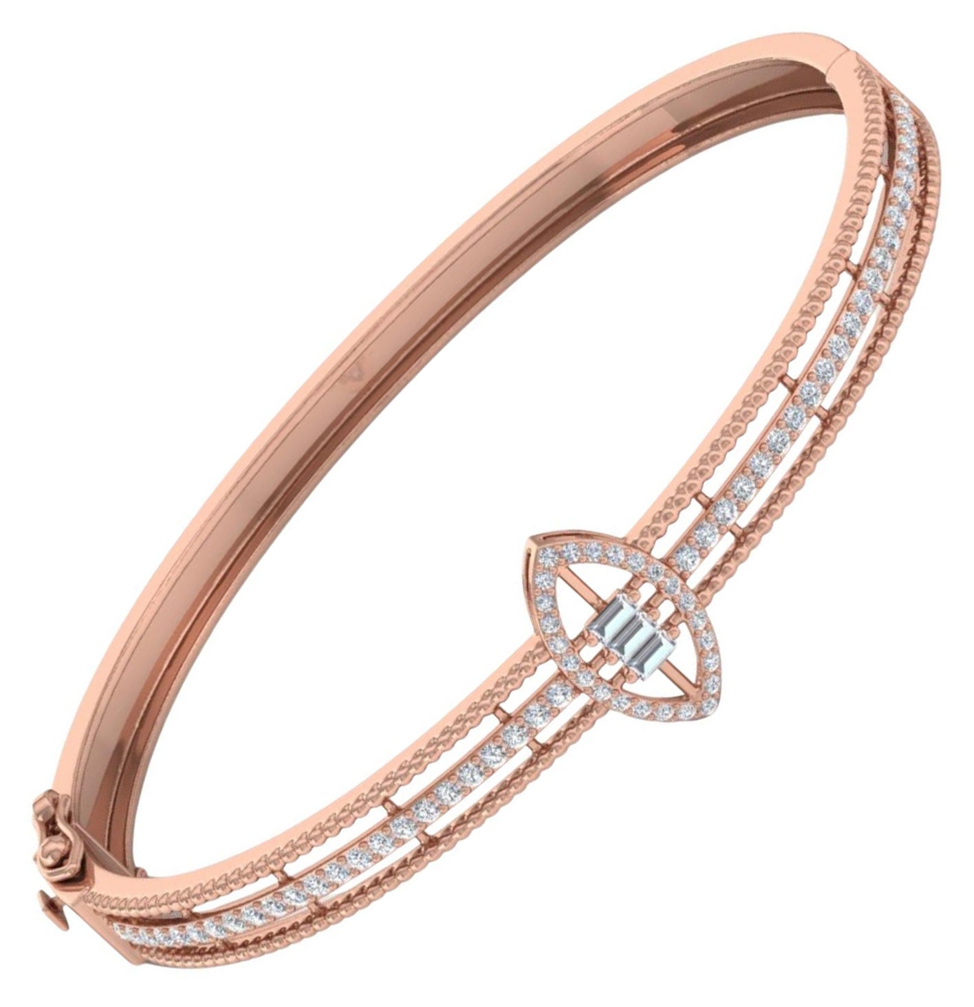 Pulsera de compromiso de oro rosa de 14 quilates con un diamante natural de 1 quilate Regalo para ella en venta