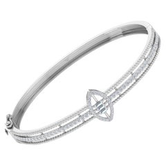 1 Carat Natural Diamond 14K White Gold Engagement Bangle Bracelet Gift for Her